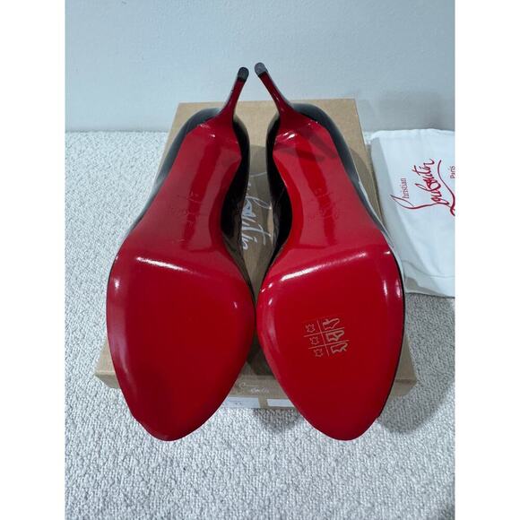 Christian Louboutin New Very Privé 120mm Black Patent Peep Toe Pumps Size 41 NEW - Picture 4 of 9